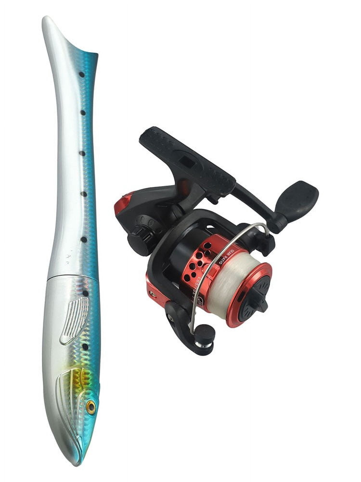 Fishing Rod Powerful Carbon Fiber Fishing Rod And Reel Combo Fish Shaped Design Portable Pocket Pen Casting Spin Reel Blue Rod Only Fangkenuo