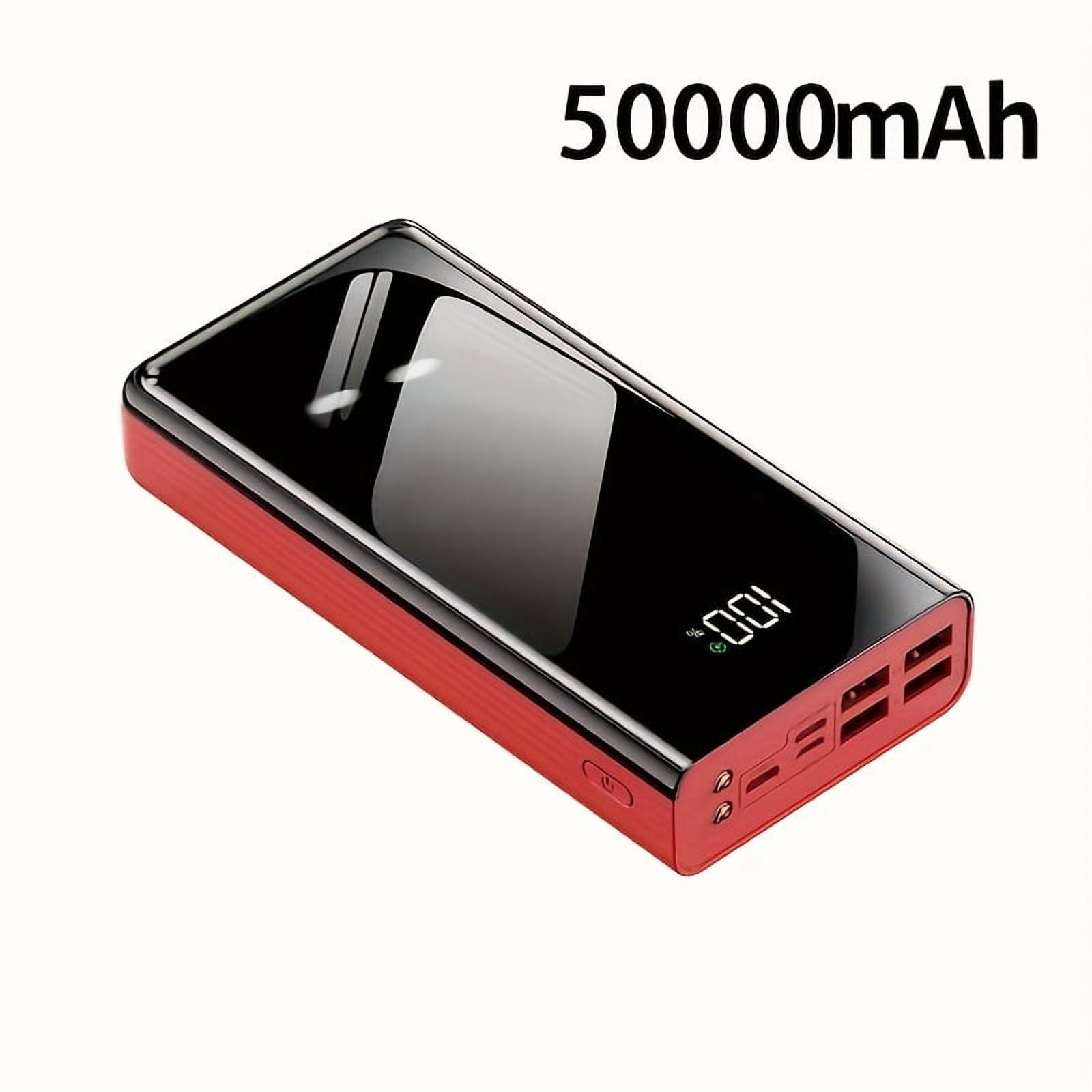 50000mAh Fast Charging Power Bank with LED Display, 4 USB Ports & Type-C, Compatible with iPhone/Android Devices, Outdoor Emergency Battery Pack