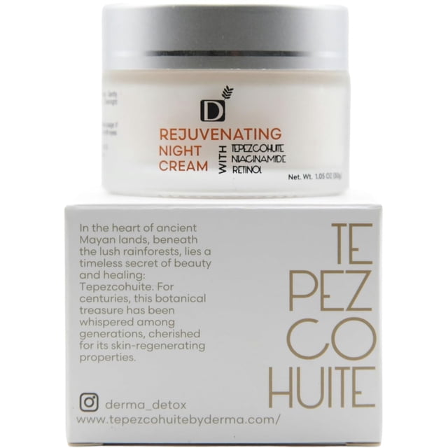 Crema rejuvenecedora de noche con tepezcohuite, retinol, y niacinamida - libre de parabenos, vegana, libre de crueldad