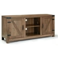 thumbnail image 3 of Pouseayar Wood Modern Farmhouse Barn Door TV Stand up to 65'',Brown, 3 of 8