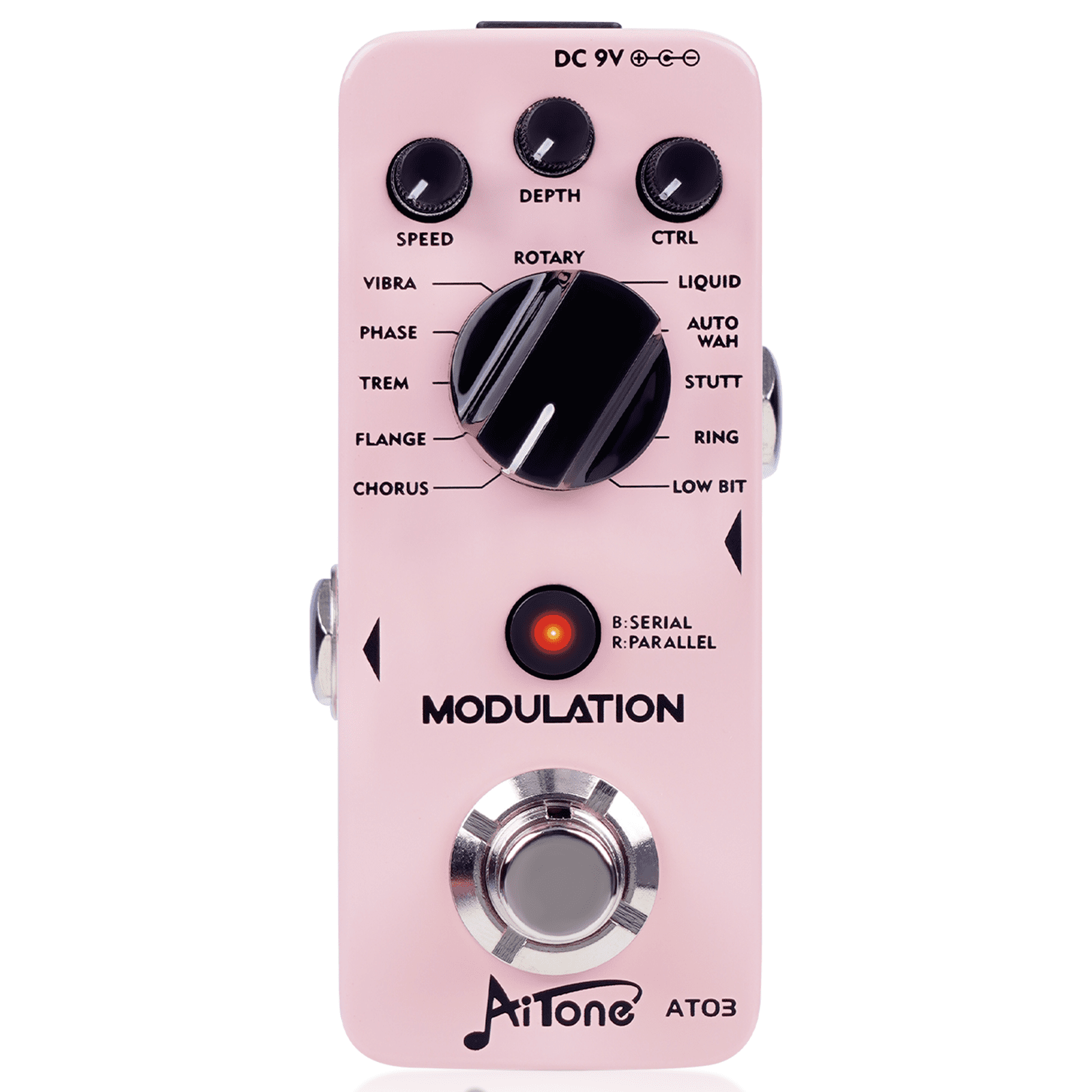 AITONE Modulation Pedal with Chorus Phaser Flanger Tremolo Vibrato Rotary Effects