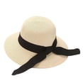 thumbnail image 2 of Ticikt Wide Brim Sun Hat for Beach Travel with Bow Detail Summer Hat,Color:White, 2 of 2