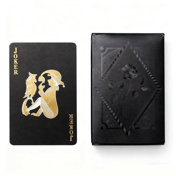 Hotpom Waterproof Playing Cards, Cool Black Poker Card Professional Set Table Magic Pool Camping Party Game Premium Look, Card Games for Family