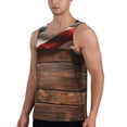 thumbnail image 2 of Pofeuu Rustic American Flag Wood Print Men's Workout Tank Tops Sleeveless Muscle Gym Shirt Quick Dry-4X-Large, 2 of 7