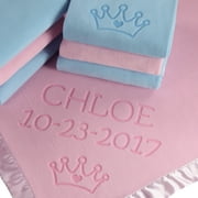Personalized Crown Baby Blanket for Girls - Pink