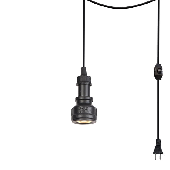 Kiven Plug in Pendant Light,Industrial Hanging Light with 15FT Plug-in Cord and Dimmer Switch, 3W Steampunk Style Spotlight for Bedroom Hallway Foyer Kitchen,Black Finish