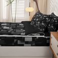 thumbnail image 5 of Homewish Gray Futuristic Cubes Zipper Full Size Comforter Sets with Fitted Sheet and 2 Pillowcases,Contemporary Art Zipper Bedding Set,Black Reversible,4pcs, 5 of 8