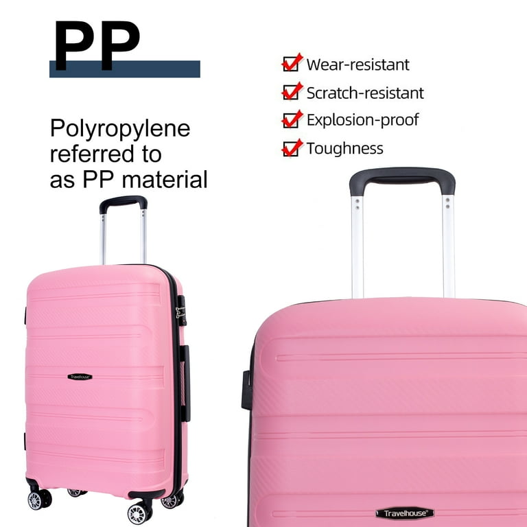 Free Shipping Travelhouse 3 Piece Hardside Luggage Sets Hardshell Durable Lightweight Suitcase with Double Spinner Wheels and TSA Lock. Pink Walmart