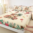 thumbnail image 3 of Homewish Cute Rustic Rooster Queen Sheet Sets for Teen, Cartoon Xmas Reindeer Flat Sheet, Merry Christmas Queen Fitted Sheet, Microfiber Bedroom Decor, 4-Piece, 3 of 7