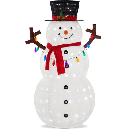 Best Choice Products 5ft Lighted Pop-Up Snowman  Outdoor Christmas Holiday Decoration w/ 200 LED Lights  Hat  Scarf