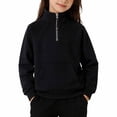 thumbnail image 2 of CONZONE Little Girls Sweatshirt Long Sleeve Zipper Hooded Sweatshirts for Girls Solid Color Soft Fall Winter Hoodies With Pocket Size 5-6 Years, 2 of 4