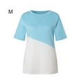 thumbnail image 1 of Camiseta de mujer Color Block Manga corta Top Blusa de cuello redondo, Azul, M Kearding AP002555-42, 1 of 7
