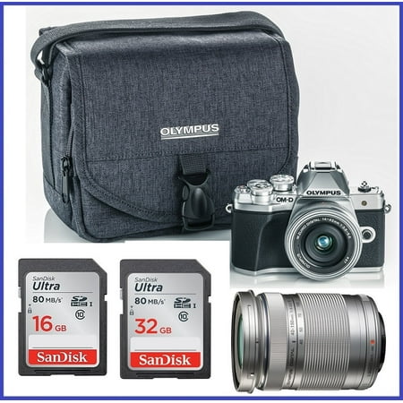 Olympus OM-D E-M10 Mark III (Mark 3) Mirrorless Micro Four Thirds Digital Camera + M.Zuiko Digital ED 14-42mm f/3.5-5.6 EZ Lens + M.Zuiko Digital ED 40-150mm f/4-5.6 R Lens 48GB Kit (Silver)