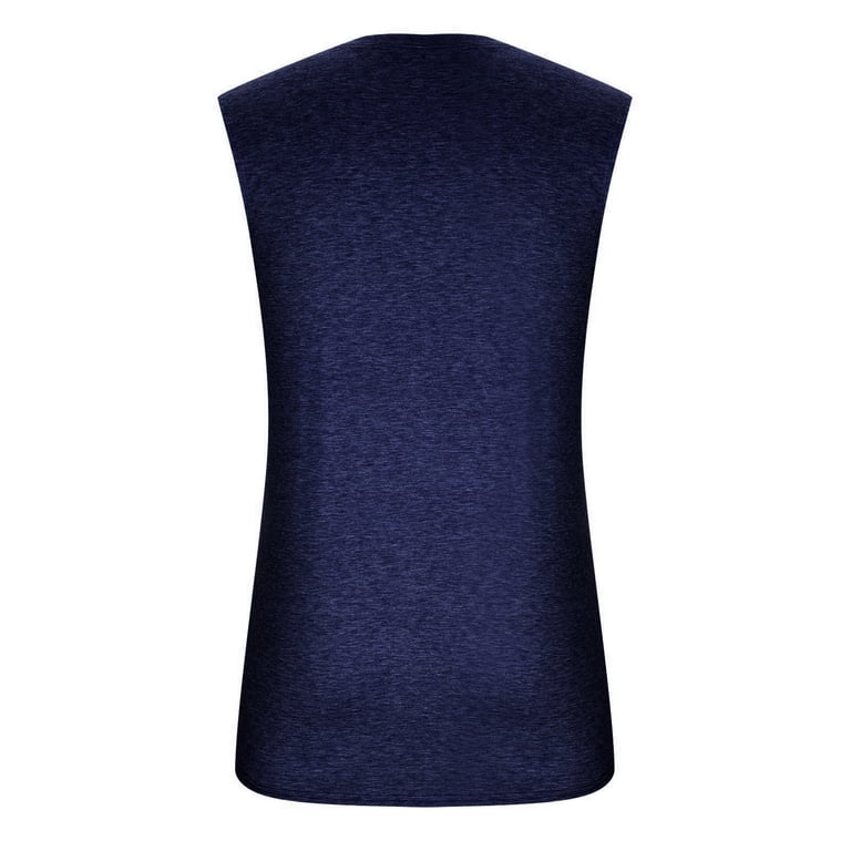 Men's Athletic Fit Sleeveless T-Shirt - Faded Navy, 100% Cotton, Custom Sewn