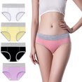 thumbnail image 2 of Sonducket 5 piezas de ropa interior de mujer de cintura alta sin costuras bragas cintura elástica Push Up calzoncillos abertura de pierna ancha Ropa interior Amarillo 2XL, 2 of 6