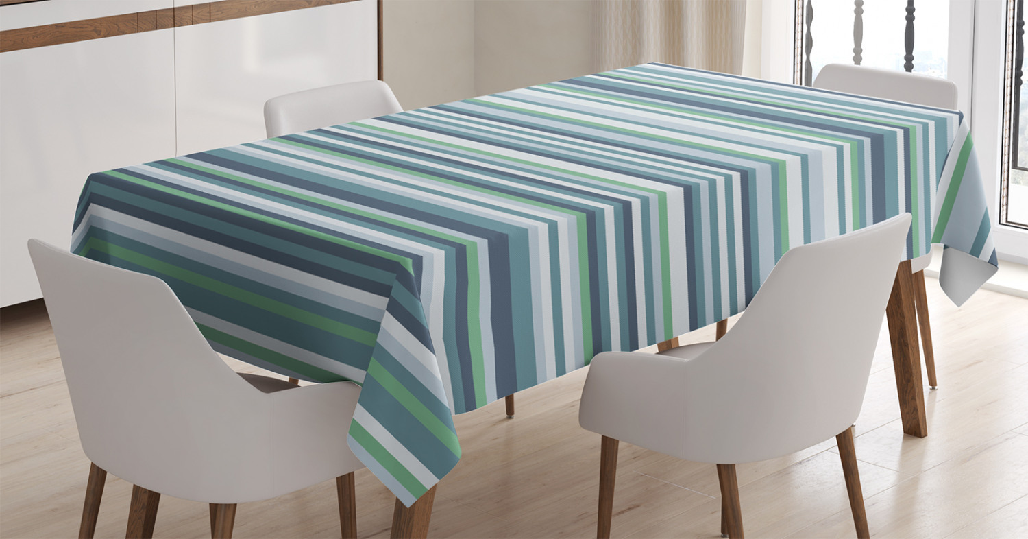 Striped Decor Tablecloth, Abstract Narrow Bands Group of Long Same Bars