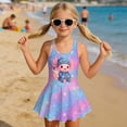 thumbnail image 3 of Uourmeti Cartoon Sleepy Axolotl Swim Dress for Girls - Sleeveless Skirted One Piece Bathing Suit, Quick Dry Stretchy Swimwear for Beach & Pool, 3 of 8