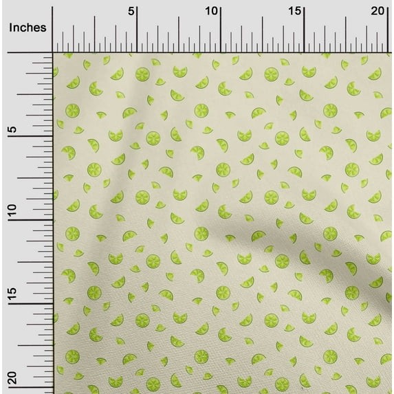 oneOone Cotton Silk Fabric Lemon Slice Vegetable Print Sewing Fabric BTY 42 Inch Wide