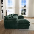 thumbnail image 6 of Aukfa 141" U Shaped Cloud Couch Oversized 6 Seat Sectional Sofa with USB&Cupholdes Storage Console for Living Room, Corduroy, Green, 6 of 9