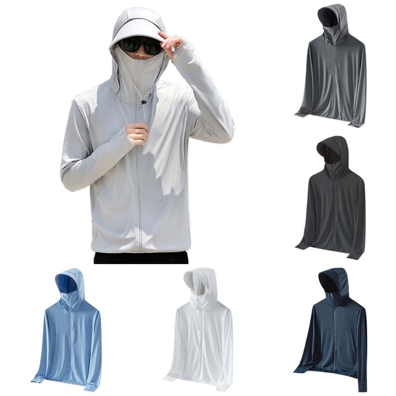 XINPING Men's Loose Fit Sun Protection Anorak, Light Breathable Soft Comfortable Windproof UV Protective Outerwear, Casual Jacket for Outdoor Daily Activities