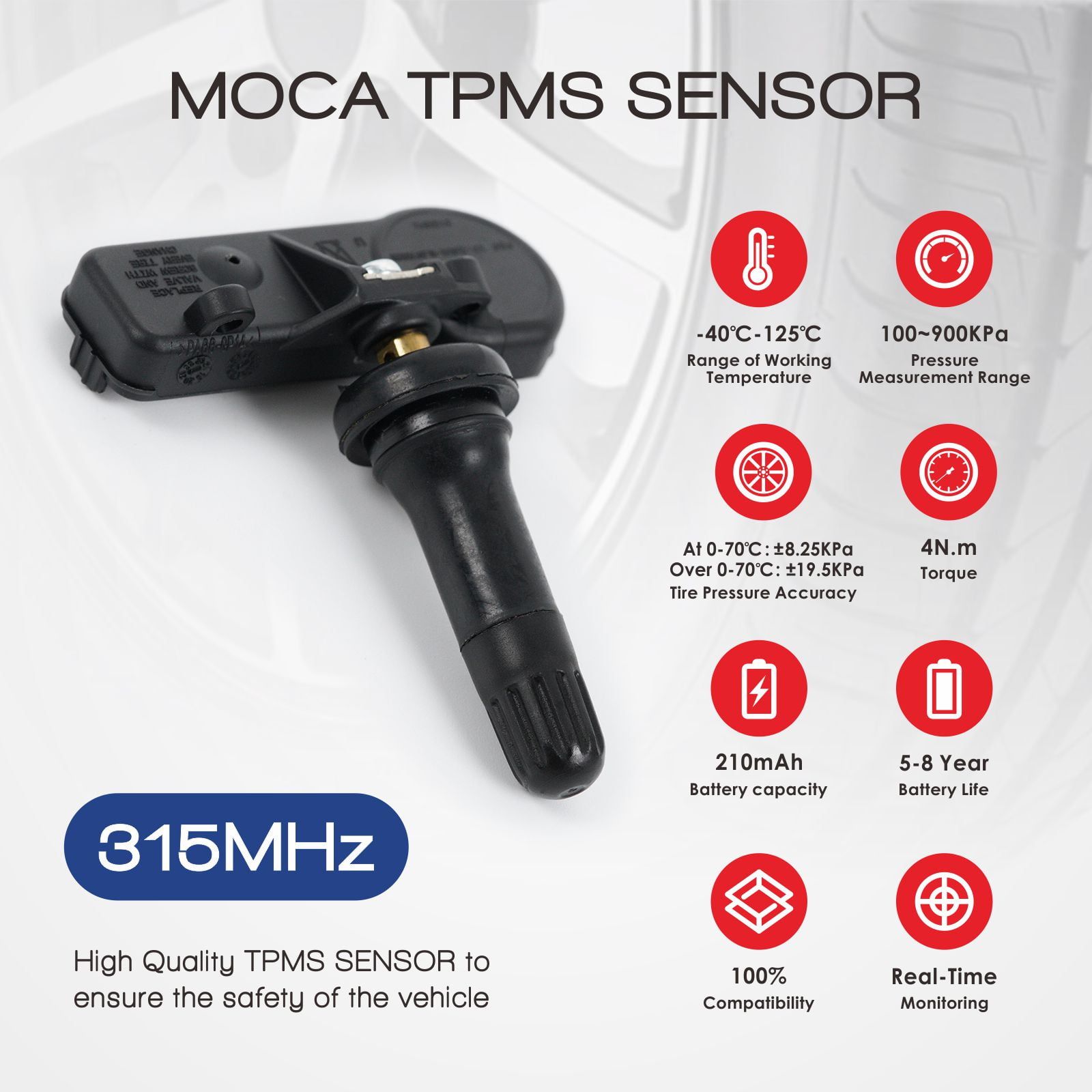 MOCA AUTOPARTS 4Pcs TPMS Tire Pressure Monitoring System Sensor Fit for 2009-2016 Buick Enclave & 2007-2013 Chevrolet Silverado 1500