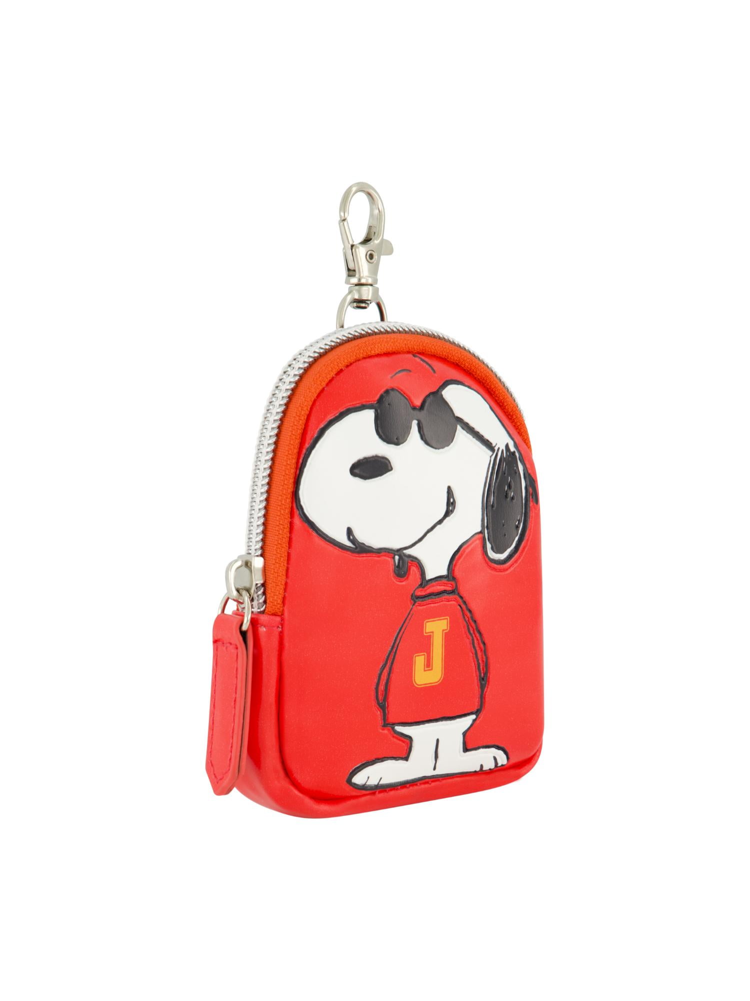 Peanuts Small Coin Purse Wallet with Keychain Clip, Snoopy J, One Size, Multi