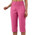 thumbnail image 4 of YDFCWXW Womens Yoga Capri Pants High Waist Wide Leg Capri Leggings Pull On Stretch Casual Capris with Pockets Hot Pink, XL, 4 of 6