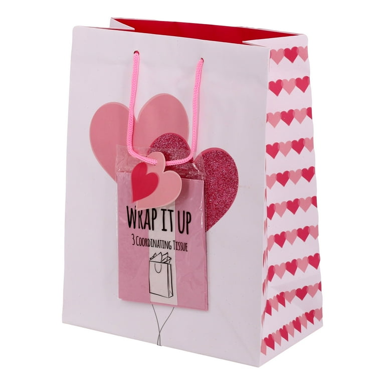 Valentines Day Large Gift Bag with Tag and Tissue Paper 13 x 10 x