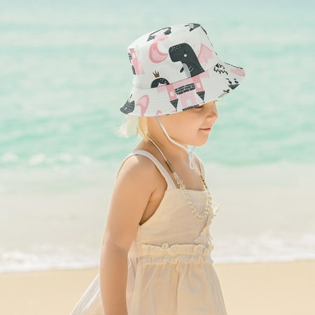 

nsendm Cute Cap Hat Hats Beach Sun Kids Cartoon Strap Adjustable Chin Spring Outdoor Sun Summer Bucket Kids Winter Hat Gloves Hat A One Size