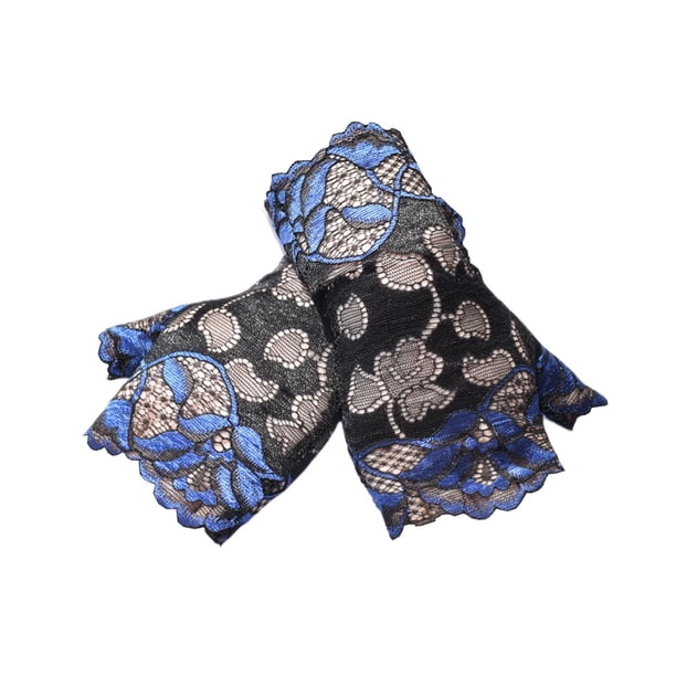 Guantes sin dedos para mujer, puños de moda, guantes de sol, accesorios, mangas cortas Azul oscuro