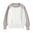 thumbnail image 1 of Chandail à Manches Raglan Contrastées Garçons Filles Col Rond Chandail Chaud Tricoté Veste de Base (1Y 7Y), 1 of 7