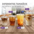 thumbnail image 3 of 100 Vasos de Plástico 12 oz (355 ml) con Tapa Plana para Popote - Vasos Transparentes para Bebidas Frías - Kit de 100 Vasos y 100 Tapas, 3 of 7
