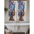 thumbnail image 4 of Black African Women Bathroom Window Curtain, Spring Floral Butterfly Retro Wooden Light Filtering Coffee Kitchen Curtains, Bedroom Living Room Curtains 2 Panel 84"x63", 4 of 6