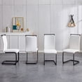 thumbnail image 2 of 5 PCS Table and Chair Set, Rectangular Sining Table with 0.4 "Tempered Glass Tabletop and Black MDF Trapezoidal Support, 4 White PU Leather High Backrest Side Chair with C-Shaped Metal Legs, 2 of 7