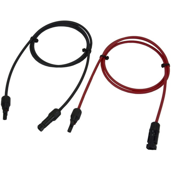 TEMCo 10 AWG Solar Panel Extension MC4 PV Cable - 10 Ft Black   10 Ft Red USA