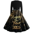 Huresd 2025 New Year Hepburn Dress Women 1950S Long Sleeve Elegant A