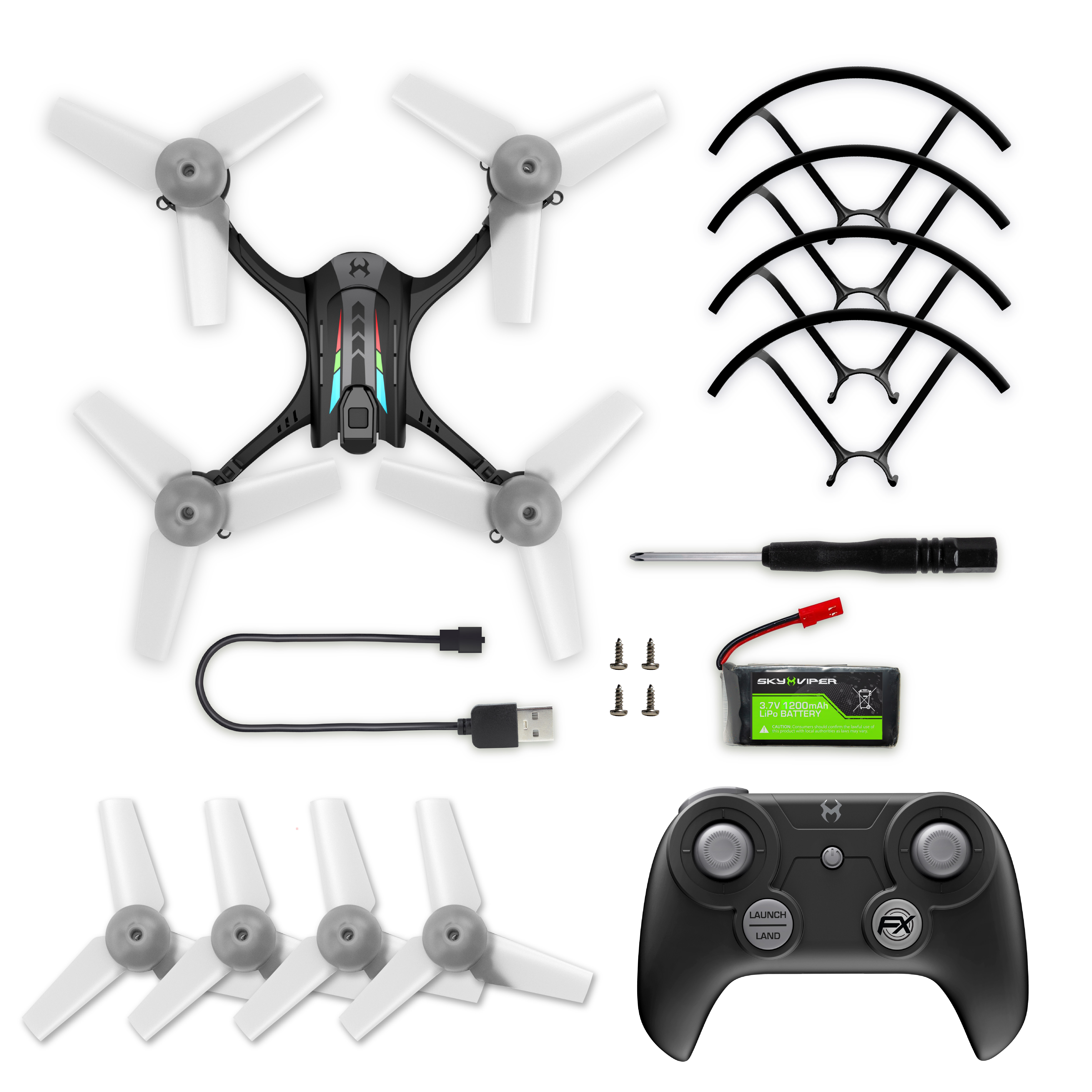 Sky Viper Nova Light FX Drone w/Charging Cable and Rechargeable Lipo Battery