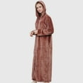 thumbnail image 6 of Lovskoo Flannel Bathrobe for Women Winter Warm Nightgown Home Color Long Dress Extended Hooded Dress Loungewear Coffee, 6 of 7