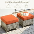 thumbnail image 4 of Ovios Outdoor Patio Ottoman with Cushion Wicker Coffee Table Extra Seat for Garden, Backyard, Porch, or Balcony, 4 of 6