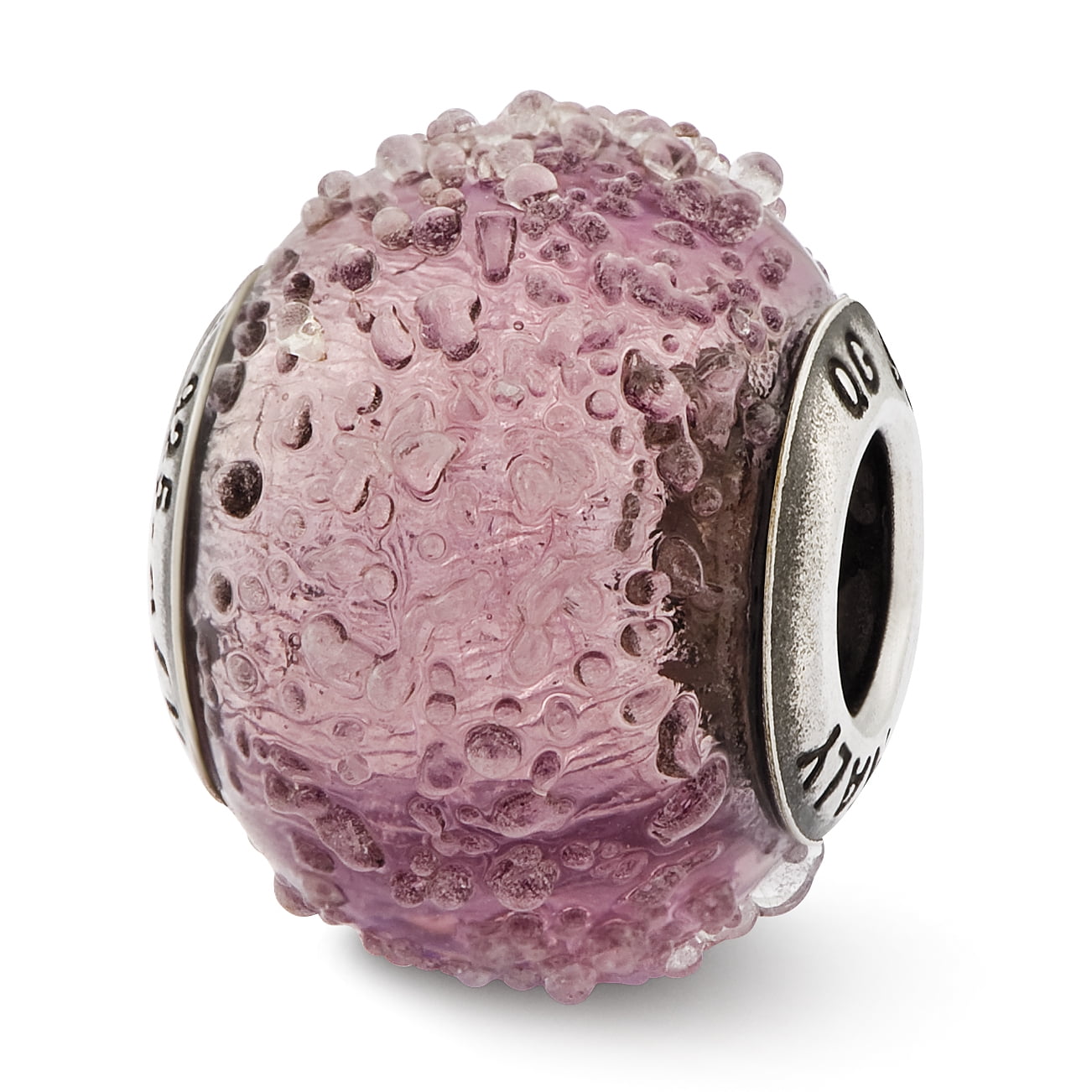 Sterling Silver Reflection Purple and Pink Italian Murano Bead