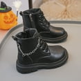 thumbnail image 6 of Mepaouo Retro Girls Ankle Boots Side Chain Lace up Combat Boots Winter Soft Walking Booties(Black,28), 6 of 8