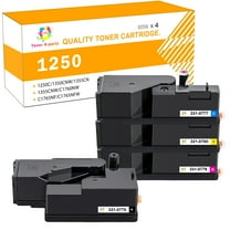 Toner H-Party 4-Pack Compatible 1250 Toner Cartridge for Dell 1250 331-0778 1250C 1350CNW 1355CN 1355CNW C1760NW C1765NF C1765NF Printer Ink Black, Cyan, Magenta, Yellow