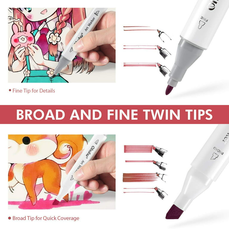 Ohuhu Honolulu B Marker Pen Dual Tips Alcohol Art Markers Set Coloring  Manga Sketching Drawing Felt Pen School Supplies