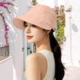 thumbnail image 2 of SAZBJOJN Visor Hats for Women Men UV Protection Trucker Hat Foldable Wide Brim Sun Hats for Women Breathable Foldable Packable Visor Cap for Outing Activities Pink, 2 of 4