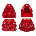 thumbnail image 5 of Lejafay Kids Girls Sleeveless Sequins Tiered Crop Top with Skirt Latin Jazz Modern Salsa Samba Rumba Red 4, 5 of 6