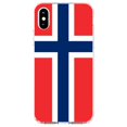 thumbnail image 1 of DistinctInk Clear Shockproof Hybrid Case for iPhone X / XS (5.8" Screen) - TPU Bumper, Acrylic Back, Tempered Glass Screen Protector - Norway Flag Red White Blue - Show Your Love of Norway, 1 of 5