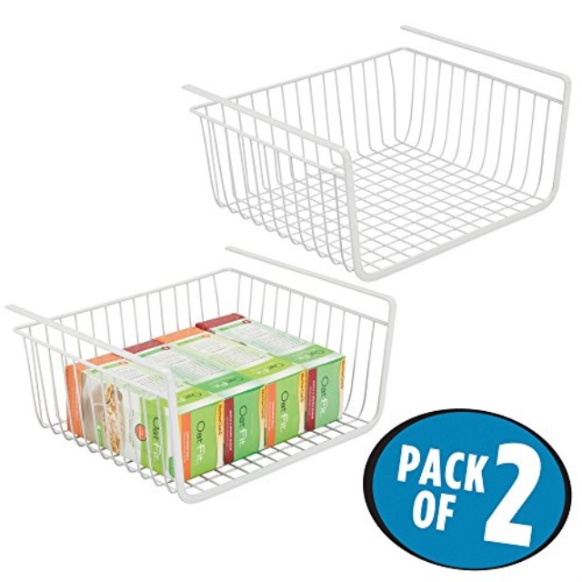 mDesign Household Under Shelf Hanging Wire Storage Organizer Bin Basket