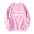 thumbnail image 4 of Women Tops Women's Long Sleeve Sweatshirt Casual Crewneck Loose Fit Pullover Fleece Tops, Christmas Print Design, Comfortable and Warm Apparel,Light pink,L, 4 of 5