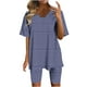 thumbnail image 1 of Blusas para las Mujeres Casual Impreso Cuello en V Manga Corta Blusa Pantalones Cortos, Conjuntos de Ropa para las Mujeres, 1 of 4