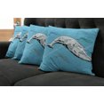 thumbnail image 5 of Ambesonne Animal Throw Pillow Cover 4 Pack, Ocean Whales Hand Drawn, 20", White and Blue, 5 of 5